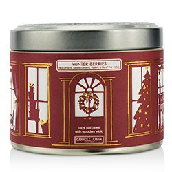 The Candle Company Tin Can 100% Beeswax Candle with Wooden Wick - Winter Berries (Redcurrants, Blackcurrants, Violets & Lily Of The Valley) (8x5) cm
