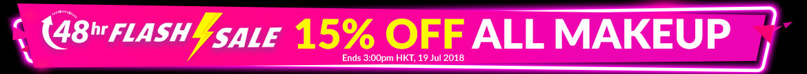 FLASH SALE: 15% Off All Makeup: 48 HRS ONLY! Ends 3:00pm HKT, 19 Jul 2018