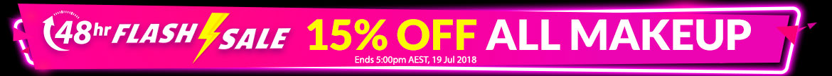 FLASH SALE: 15% Off All Makeup: 48 HRS ONLY! Ends 5:00pm AEST, 19 Jul 2018