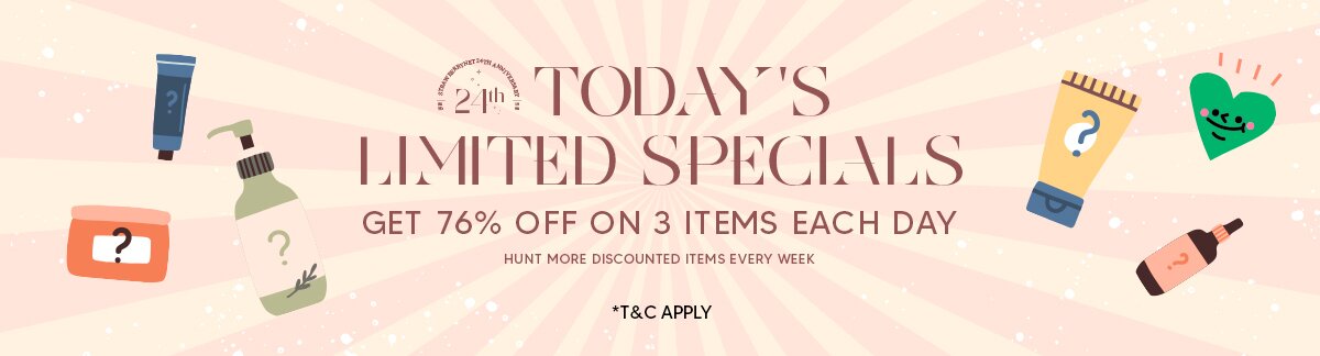 GET 76% OFF ON 3 ITEMS EACH DAY. HUNT MORE DISCOUTNED ITEMS EVERY WEEK