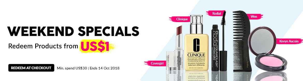 Weekend Specials, Ends 14 Oct 2018. Redeem Great Products from US$1 (min. spend US$30)