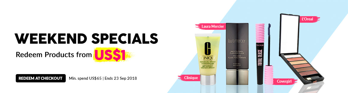 Weekend Specials, Ends 23 Sep 2018. Redeem Great Products from US$1 (min. spend US$65)
