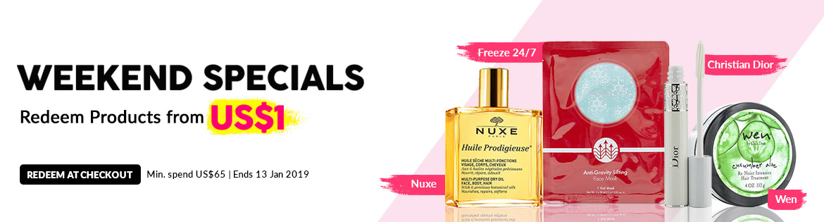 Weekend Specials, Ends 13 Jan 2019. Redeem Great Products from US$1 (min. spend US$65)