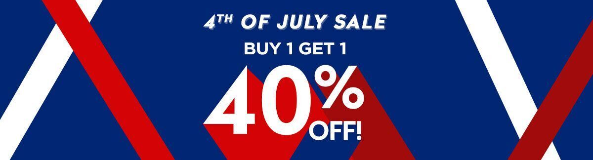 happy july 4th, independence day sale, buy 1 get 1 40% off, sale, sitewide sale, discount