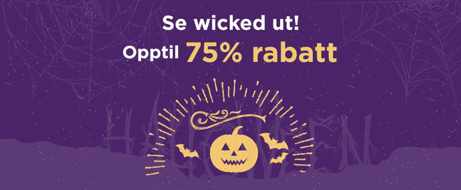 Skremmenede gode halloween-tilbud opptil 75 % rabatt!