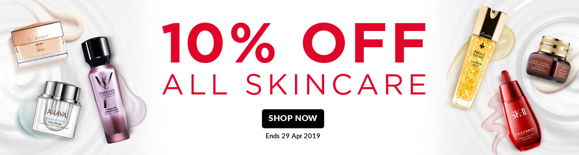 10% Off ALL SKINCARE! Ends 29 Apr 2019