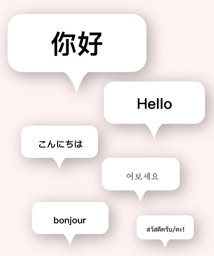 speech bubble with different languages