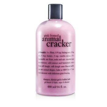 Pink Frosted Animal Cracker Shampoo, Shower Gel & Bubble Bath 480ml/16oz