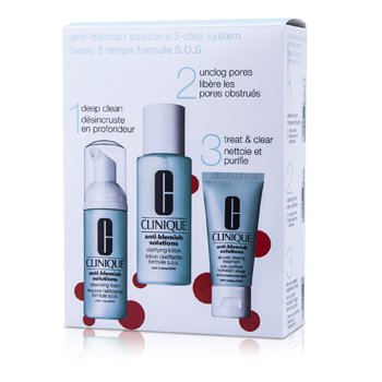 Anti-Blemish Solutions 3-Step System: Cleansing Foam + Clarifying Lotion + Clearing Treatment  3pcs
