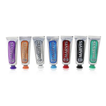Marvis Toothpaste Set - Flavour Collection: 7x Mini Toothpaste 25ml (Whitening, Licorice, Jasmin, Ginger, Classic, Cinnamon. Aquatic) 7x25ml/1.3oz