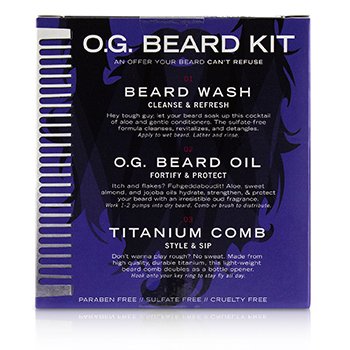Set Trío O.G. Beard Care: 1x Jabón de Barba 60ml + 1x Aceite de Barba 60ml + 1x Cepillo de Titanio  3pcs