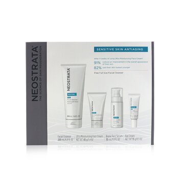 Neostrata Kit Sensitive Skin Antiaging: Restore Limpiador, Restore Crema Facial, Restore Suero Facial, Restore Crema de Ojos 4pcs