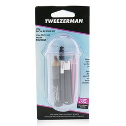 Tweezerman Mini Brow Rescue Kit: Slant Tweezer + Browmousse + Brow Brush + Eyenhance Brow Highlighter + Case 4pcs+1case