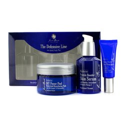 Jack Black The Defensive Line Anti-Aging Triple Play: Protein Booster Eye Resuce + DIY Power Peel Multi-Acid Resurfacing Pads + Protein Booster Skin Serum 3pcs