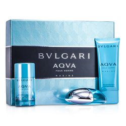 Bvlgari Zestaw Aqva Pour Homme Marine Coffret: Eau De Toilette Spray 100ml/3.4oz + Deodorant Stick 75g/2.7oz + After Shave Emulsion 100ml/3.4oz 3pcs