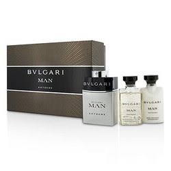 Bvlgari Man Extreme Coffret: Eau De Toilette Spray 60ml/2oz + Bálsamo Para Después de Afeitar 40ml/1.35oz + Gel de Ducha 40ml/1.35oz 3pcs