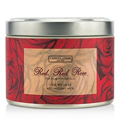 The Candle Company عبوة قصدير بشمع العسل 100% مع فتيل خشبي - أحمر ووردي أحمر (8x5) cm