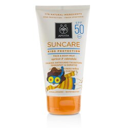 Apivita Suncare Kids Protection Face & Body Milk SPF 50 With Apricot & Calendula 150ml/5oz