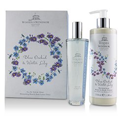 Woods Of Windsor Blue Orchid & Water Lily Coffret: Eau De Toilette Spray 100ml/3.3oz + Moisturising Body Lotion 350ml/11.8oz 2pcs