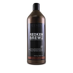 Redken Brews Champú 3-en-1, Acondicionador y Jabón Corporal 1000ml/33.8oz