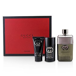 Gucci مجموعة Guilty Pour Homme: ماء تواليت سبراي 90مل + إصبع مزيل تعرق 75مل + بلسم بعد الحلاقة 50مل 3pcs