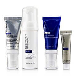 Neostrata مرمم Skin Active Derm Acif - نظام شامل لمقاومة آثار التقدم بالسن: غسول مقشر + مرمم خلوي + داعم لغشاء البشرة SPF 30 + علاج مكثف للعيون 4pcs