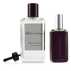 Atelier Cologne مجموعة Musc Imperial: سبراي كولون 100مل/3.3 أوقية + سبراي كولون عبوة قابلة للتعبئة 30مل/1 أوقية + علبة جلدية 3pcs