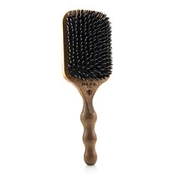 Philip B Paddle Hair Brush (Polished Mahogany Laser Printed Handle, Boar + Crystal Nylon Bristles) 1pc