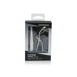 Tweezerman Platinum Silver Gift Set (Slant Tweezer & Curl 60° Lash Curler) 2pcs