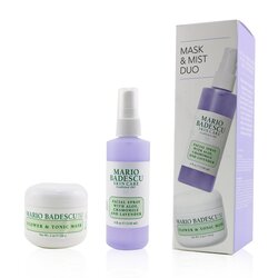 Mario Badescu مجموعة ثنائية ماسك ورذاذ بالخزامى: ماسك Flower & Tonic 2 أوقية + سبراي للوجه بالألوة والبابونج والخزامى 4 أوقية 2pcs