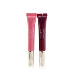 Clarins Colección Instant Light Perfeccionante de Labios - #01 Rose Shimmer + #08 Plum Shimmer 2x 12ml/0.35oz