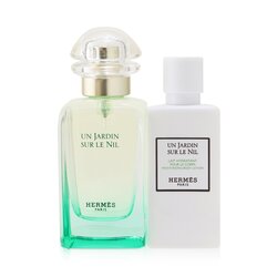 Hermes Un Jardin Sur Le Nil Coffret: Eau De Toilette Spray 50ml/1.6oz + Moisturizing Body Lotion 40ml/1.35oz 2pcs