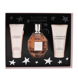 Viktor & Rolf Flowerbomb Coffret: Eau De Parfum Spray 100ml/3.4oz + Body Cream 40ml/1.36oz + Shower Gel 50ml/1.7oz (Box Slightly Damaged) 3pcs