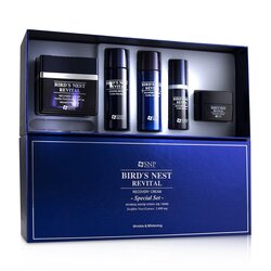 SNP Bird's Nest Revital Recovery Cream Wrinkle & Whitening Set: Cream 50g, Softener 31ml, Emulsion 31ml, Essence 10ml, Cream 10g (Exp. Date: 08/2021) 5pcs
