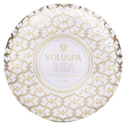 Voluspa 3 Wick Decorative Tin Candle - Suede Blanc 340g/12oz