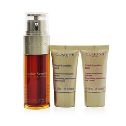 Clarins Double Serum & Nutri-Lumiere Collection: Double Serum 50ml+ Day Cream 15ml+ Night Cream 15ml+ Bag 3pcs+1bag