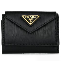 小物 PRADA MINI TRIOFOLD WALLET PRADA Mini Trifold Wallet Purse Leather Blue logo saffiano