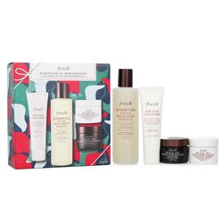 Fresh Svart Te Sett: Soyabønne Ansiktsrens + Kombucha F.T. Essens + Umiddelbar Perfeksjonerende Maske + Fastgjørende Over natten Maske 4pcs
