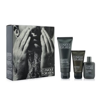 Great Skin For Men Oil Control 3-Pieces Set : Face Wash 50ml +  Exfoliating Tonic 30ml + Mattifying Moisturizer 100ml 3pcs