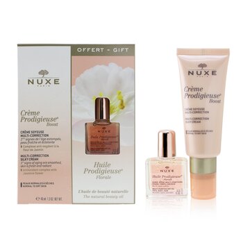 Nuxe Gift Set: Creme Prodigieuse Boost Multi-Correction Silky Cream 40ml + Huile Prodigieuse Florale Multi-Purpose Dry Oil 10ml  2pcs