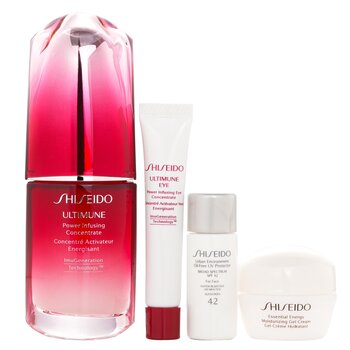 Ultimate Hydrating Glow Set: Ultimune Power Infusing Concentrate 30ml + Moisturizing Gel Cream 10ml + Eye Concentrate 5ml + SPF 42 Sunscreen 7ml  4pcs