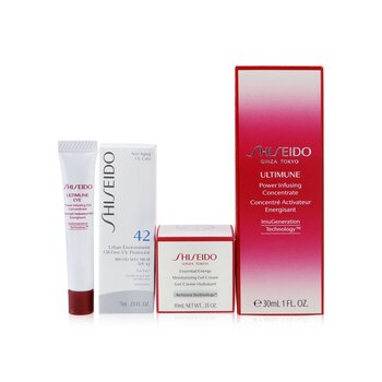 Ultimate Hydrating Glow Set: Ultimune Power Infusing Concentrate 30ml + Moisturizing Gel Cream 10ml + Eye Concentrate 5ml + SPF 42 Sunscreen 7ml  4pcs