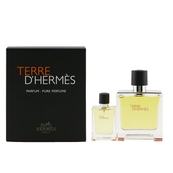 Terre D'Hermes Pure Parfum Coffret: Pure Parfum Spray 75ml/2.53oz + Pure Parfum Spray 12.5ml/0.42oz 2pcs