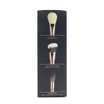 Bloom + Glow Brush Set (3x Rose Gold Brush, 1x Bag)  3pcs