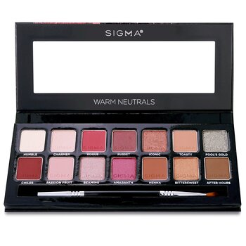 Sigma Beauty Warm Neutrals Набор Теней для Век (14x Теней для Век + 1x Двусторонняя Кисть) 19.04g/0.67oz