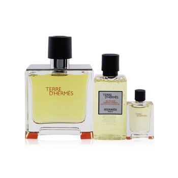 Terre D'Hermes Coffret: Pure Parfum Spray 75ml/2.53oz + Hair & Body Shower Gel 40ml/1.35oz + Pure Parfum Spray 5ml/0.17oz  3pcs