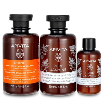 Holly Jolly Treats Set: Shine & Revitalizing Shampoo 250ml+ Pure Jasmine Shower Gel 250ml+ Pure Jasmine Body Milk 75ml  3pcs
