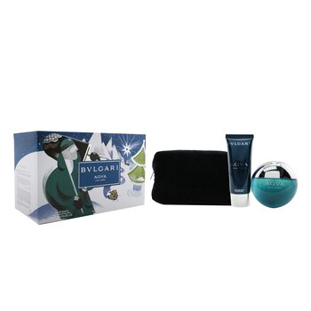 Aqva Pour Homme Coffret: Eau De Toilette Spray 100ml/3.4oz + After Shave Balm 100ml/3.4oz + Pouch (X'mas Edition)  2pcs+Pouch