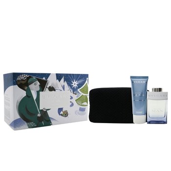Man Glacial Essence Coffret: Eau De Parfum Spray 100ml/3.4oz + Bálsamo Para Después de Afeitar 100ml/3.4oz + Pouch (Edición de Navidad)  2pcs+Pouch