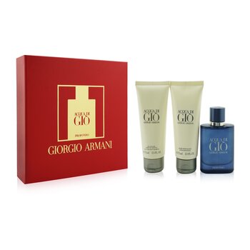 Acqua Di Gio Profondo Coffret: Eau De Parfum Spray 40ml/1.35oz + All Over Body Shampoo 75ml/2.5oz + After Shave Balm 75ml/2.5oz  3pcs